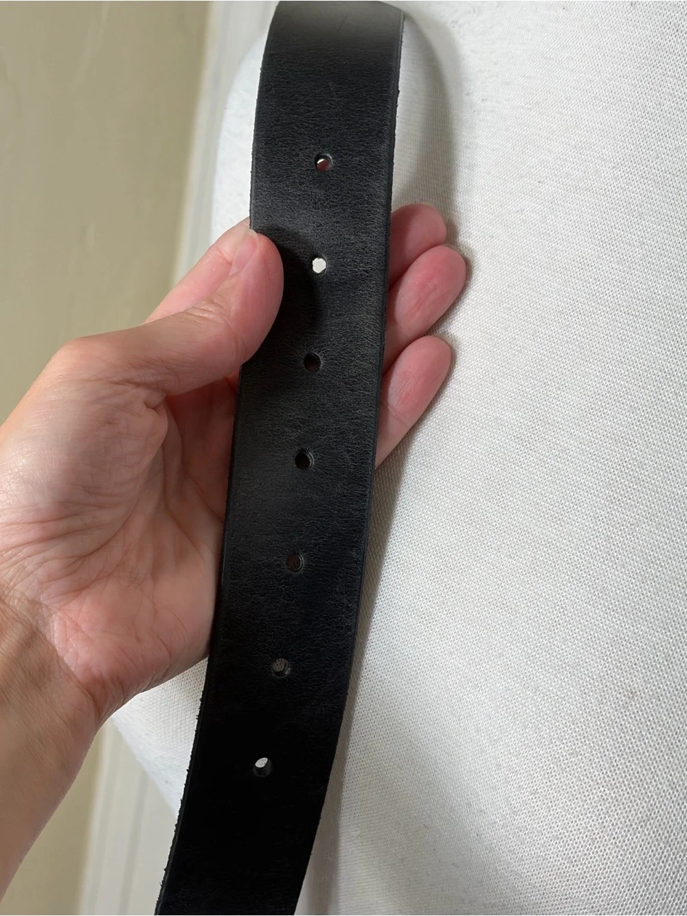 Frye Black Leather Belt with Brass Circle Buckle S